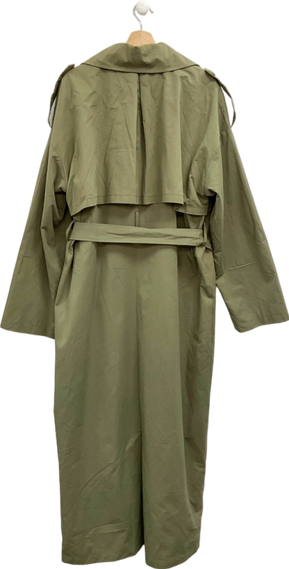 PrettyLittleThing Khaki Tall Tie Waist Trench Coat UK 12