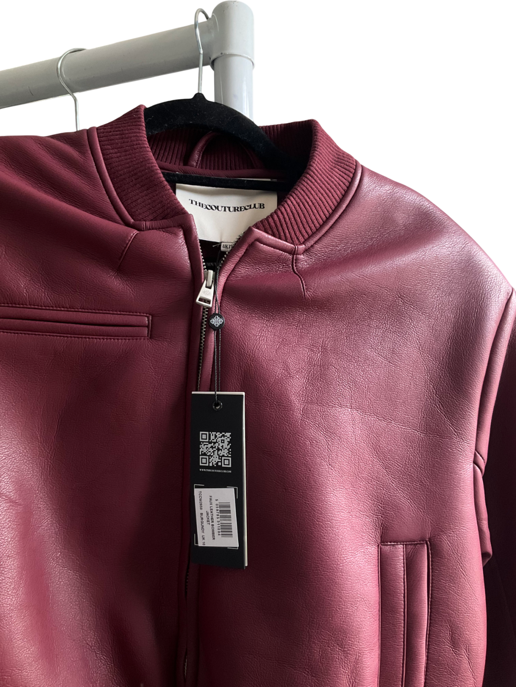 The Couture Club Red Faux Leather Bomber Jacket UK 10