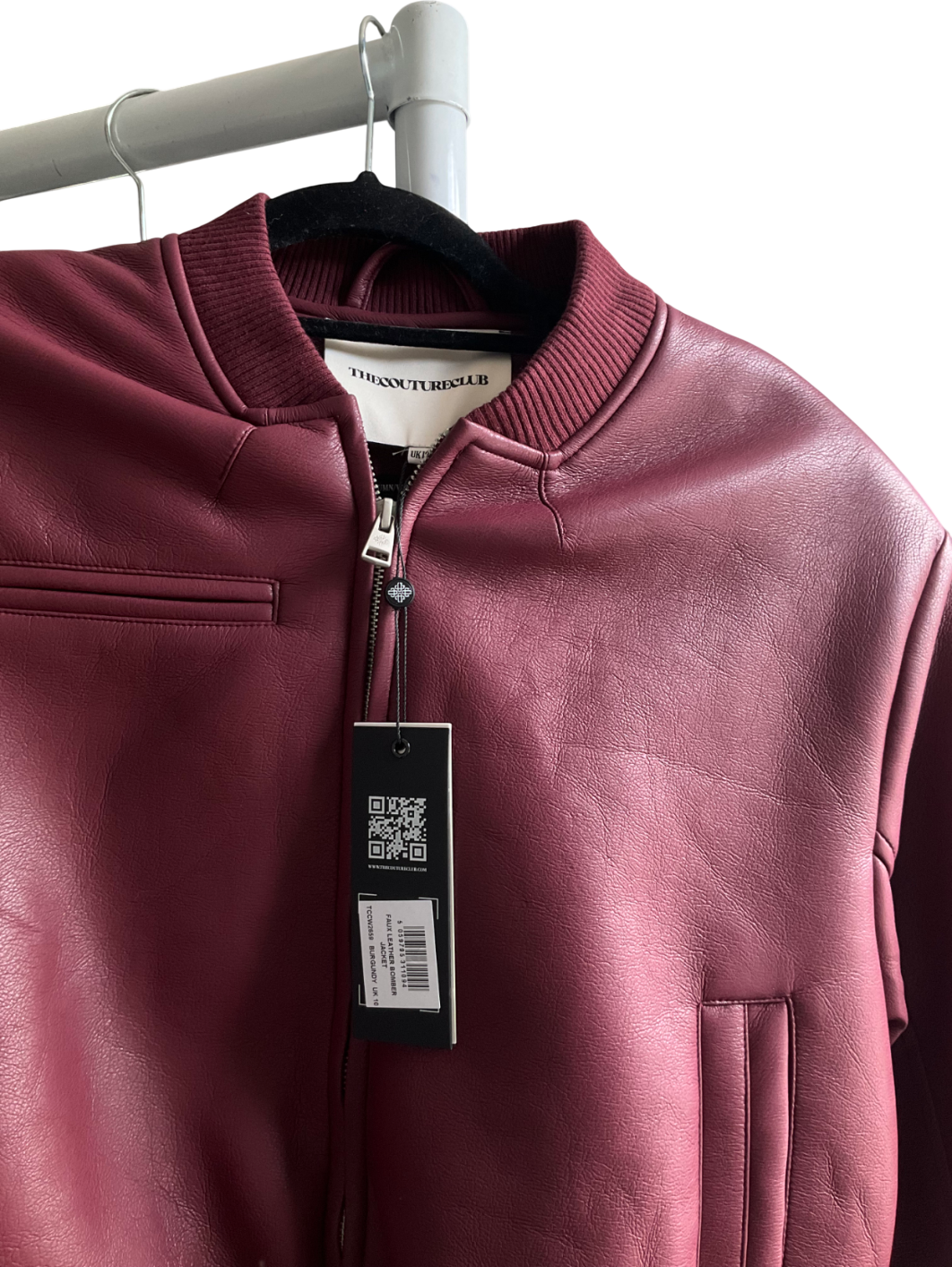 The Couture Club Red Faux Leather Bomber Jacket UK 10