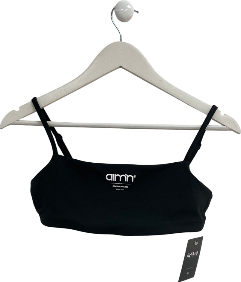 Aimn Black Printed Logo Crop Top UK S