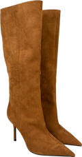 Charles & Keith Brown Faux Suede Pointed Stiletto Knee-high Boots - Cognac UK 6 EU 39