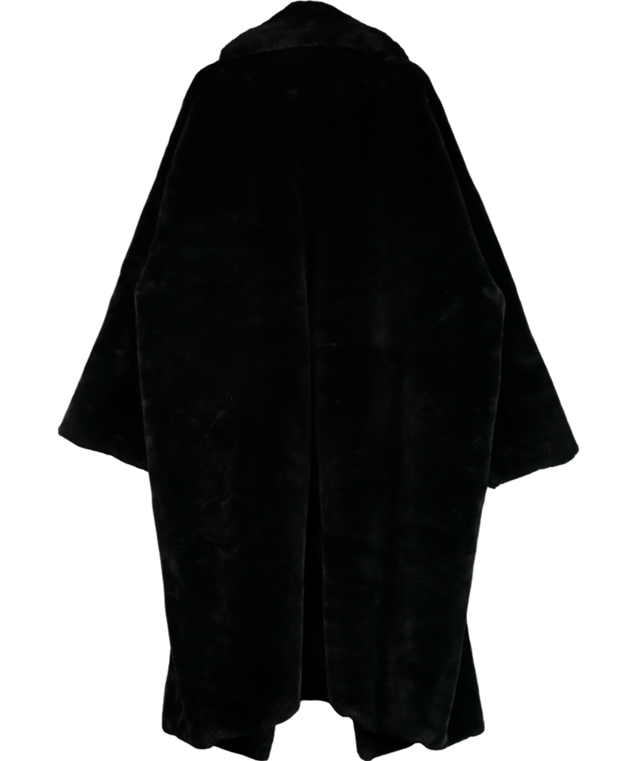 boohoo Black Luxe Faux Fur Oversized Coat UK 26