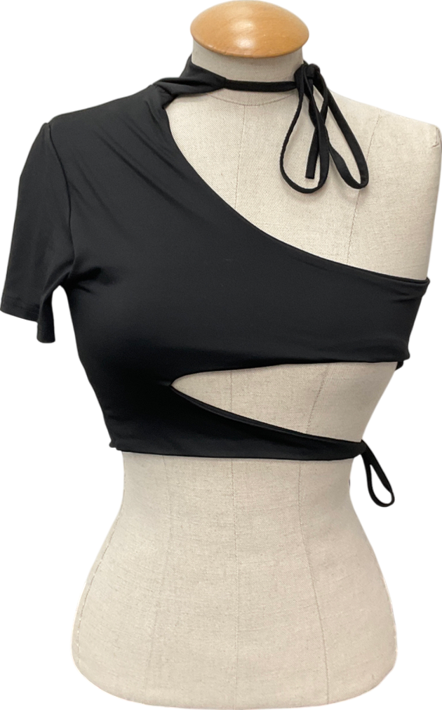 MURCI Black Off Shoulder Top Tie Up Top UK 8