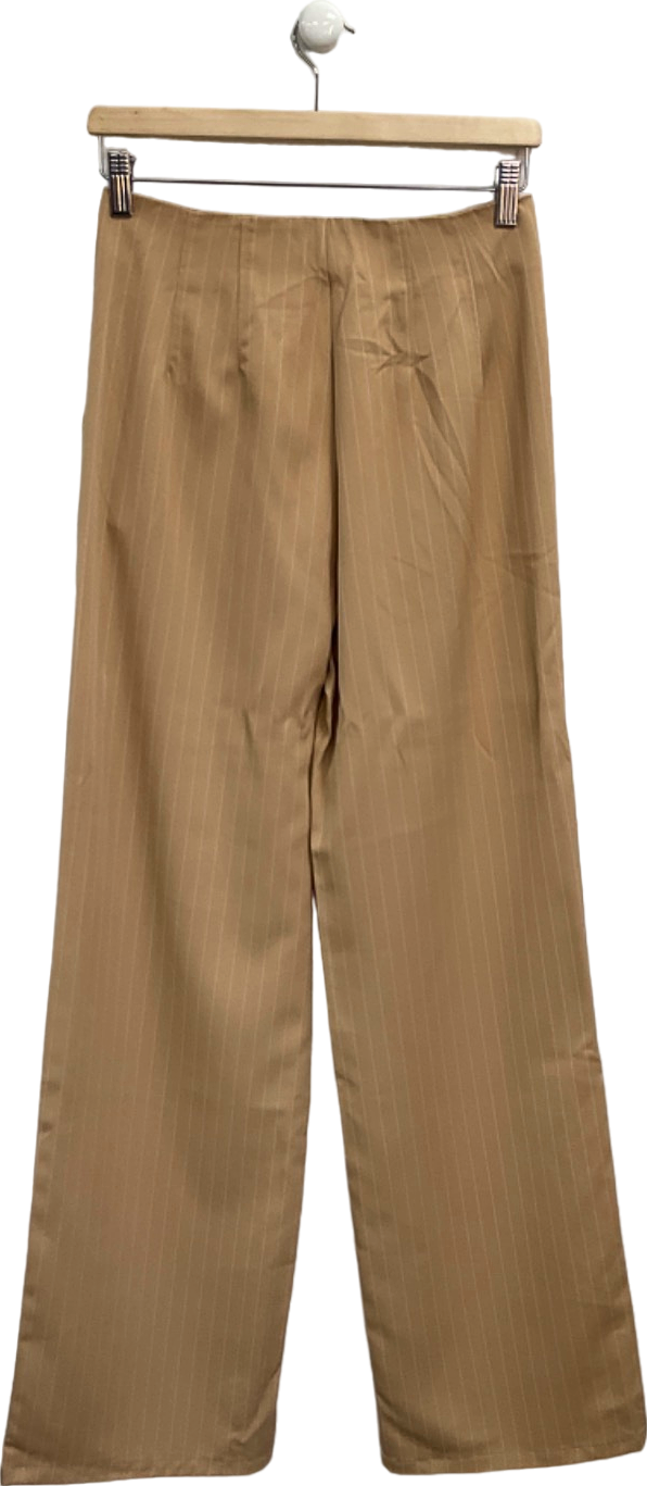 Fashion Nova Beige Pinstripe Trousers UK S