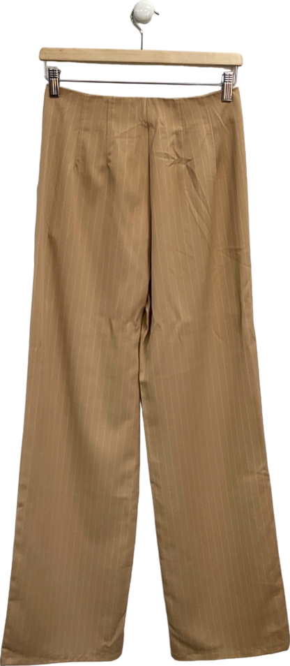 Fashion Nova Beige Pinstripe Trousers UK S