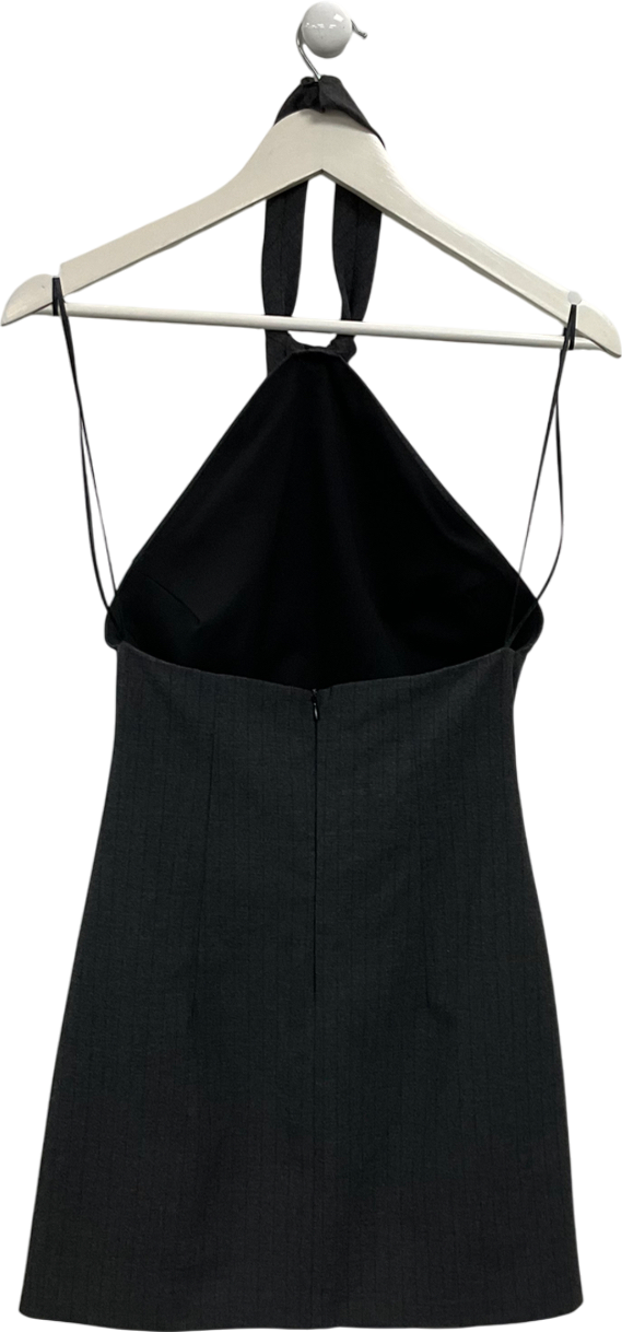 ZARA Grey Halter Mini Dress With Tie Detail UK S