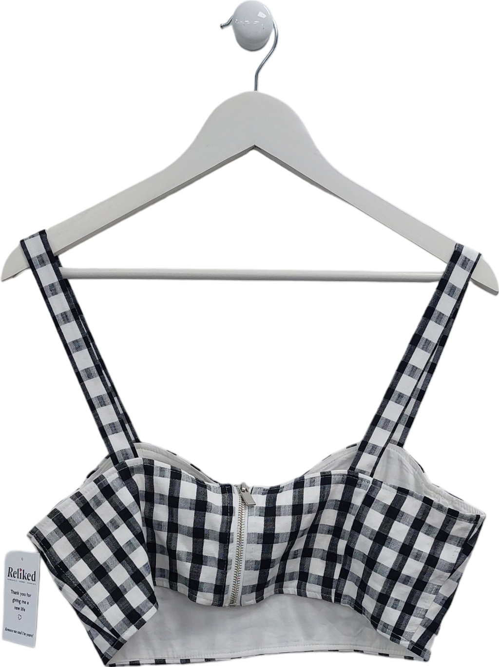 River Island White Gingham Bralette UK 14