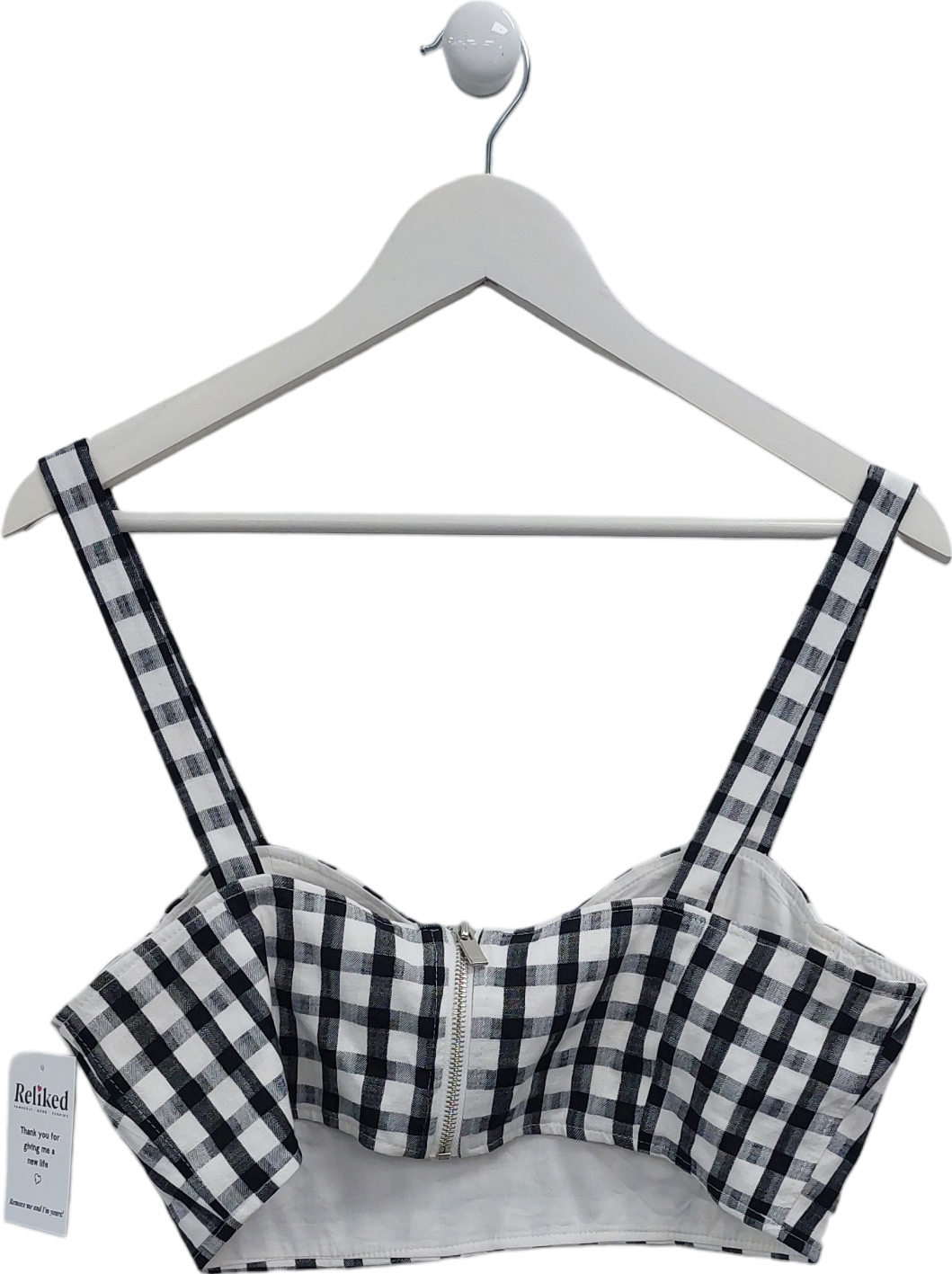 River Island White Gingham Bralette UK 14