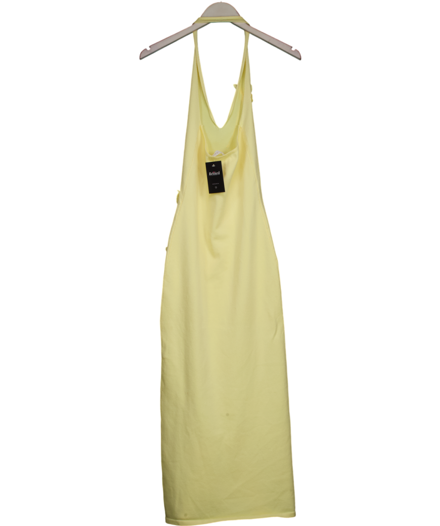 Meshki Yellow Floral Knit Midi Dress - Lemon UK XS