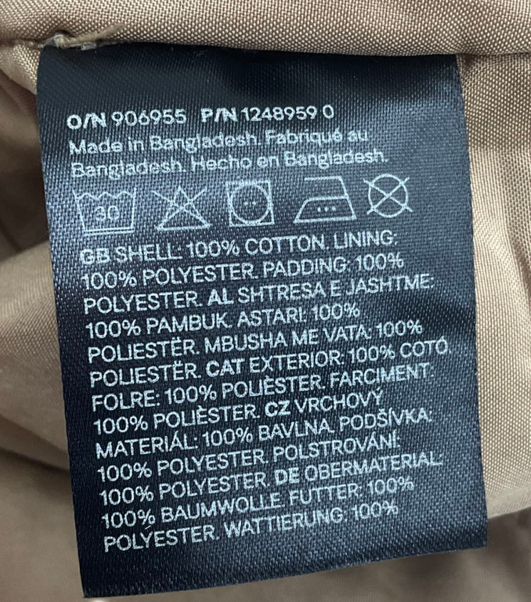 H&M Beige Twill Jacket With Corduroy Collar UK XS