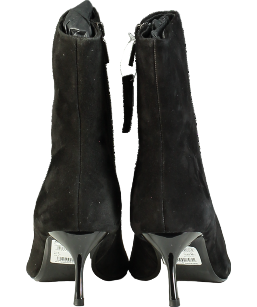 Next Black Suede Forever Comfort® Pointed Toe Skinny Heeled Ankle Boots UK 5 EU 38 👠