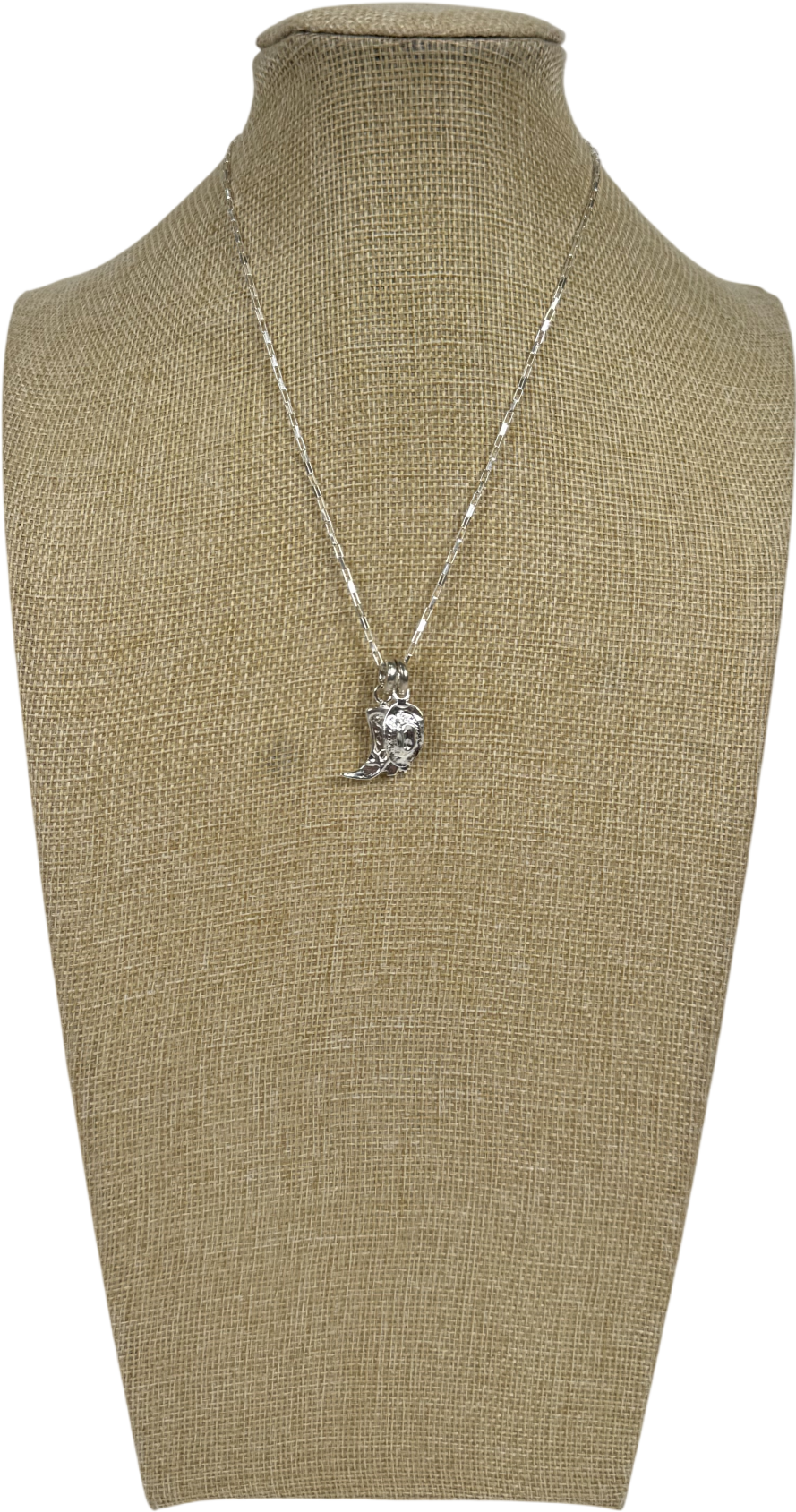 Tea & Tequila Metallic Paperclip Chain Necklace With Cowboy Charms In Silver One Size