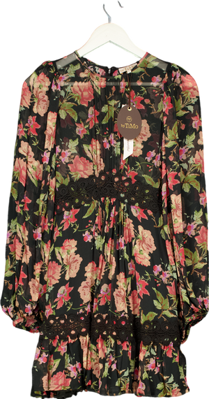 ByTIMO Black Georgette Lace Minidress Midnight Blush UK S