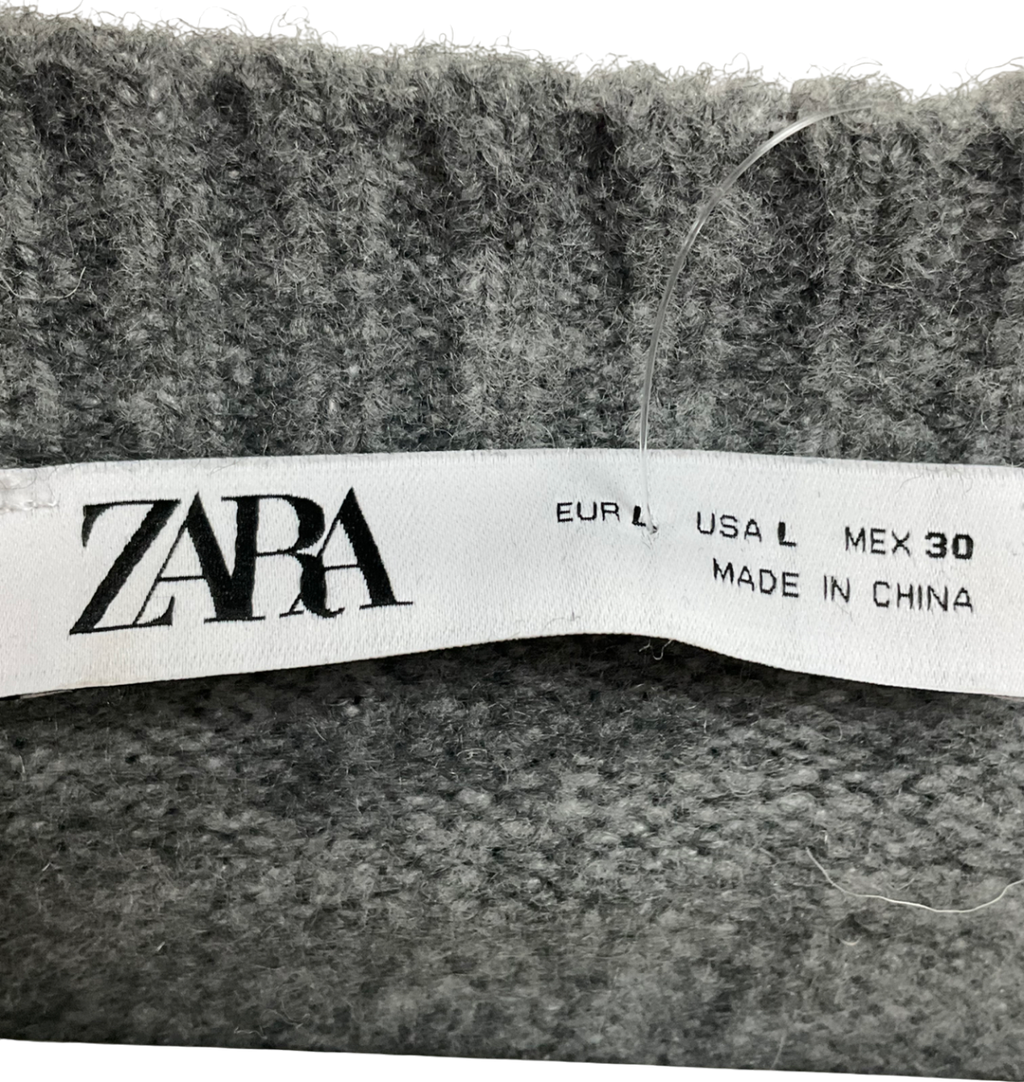 ZARA Grey Round Neck Jumper UK L
