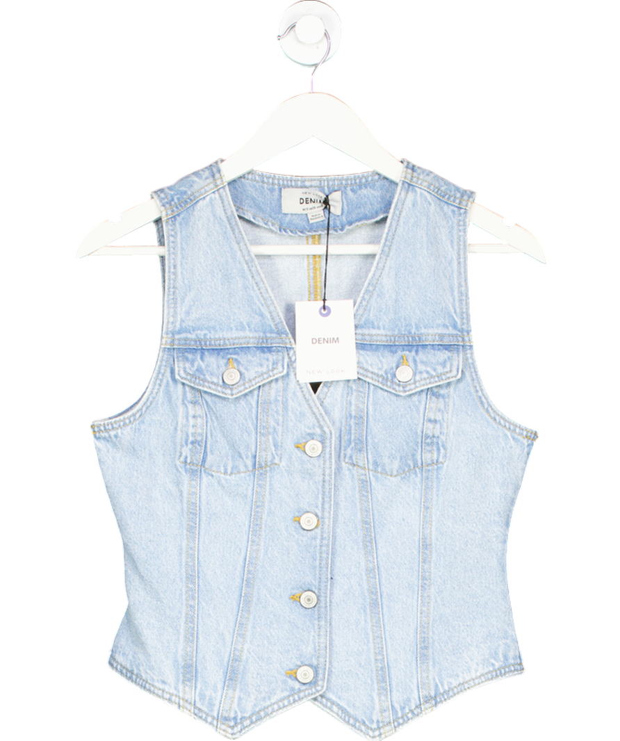 New Look Blue Denim Waist Coat UK 10