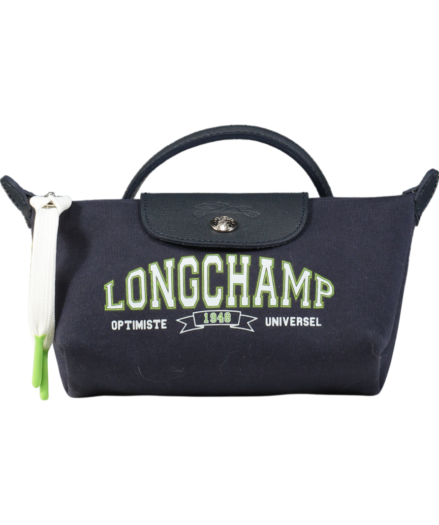 Longchamp Navy Blue Logo Mini Pouch Bag