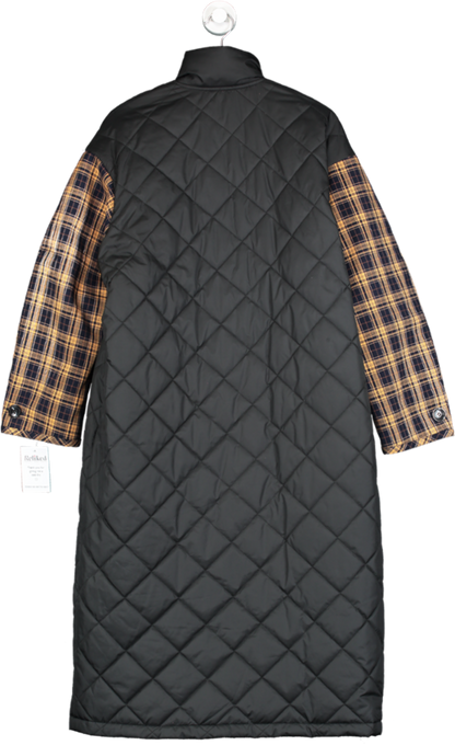 Baum Und Pferdgarten Black Quilted Long Coat Multicolour Plaid Sleeves UK M