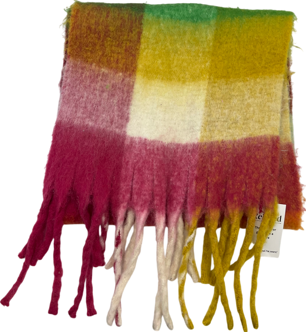 Multicoloured Bright Multi Check Heavyweight Blanket Scarf One Size