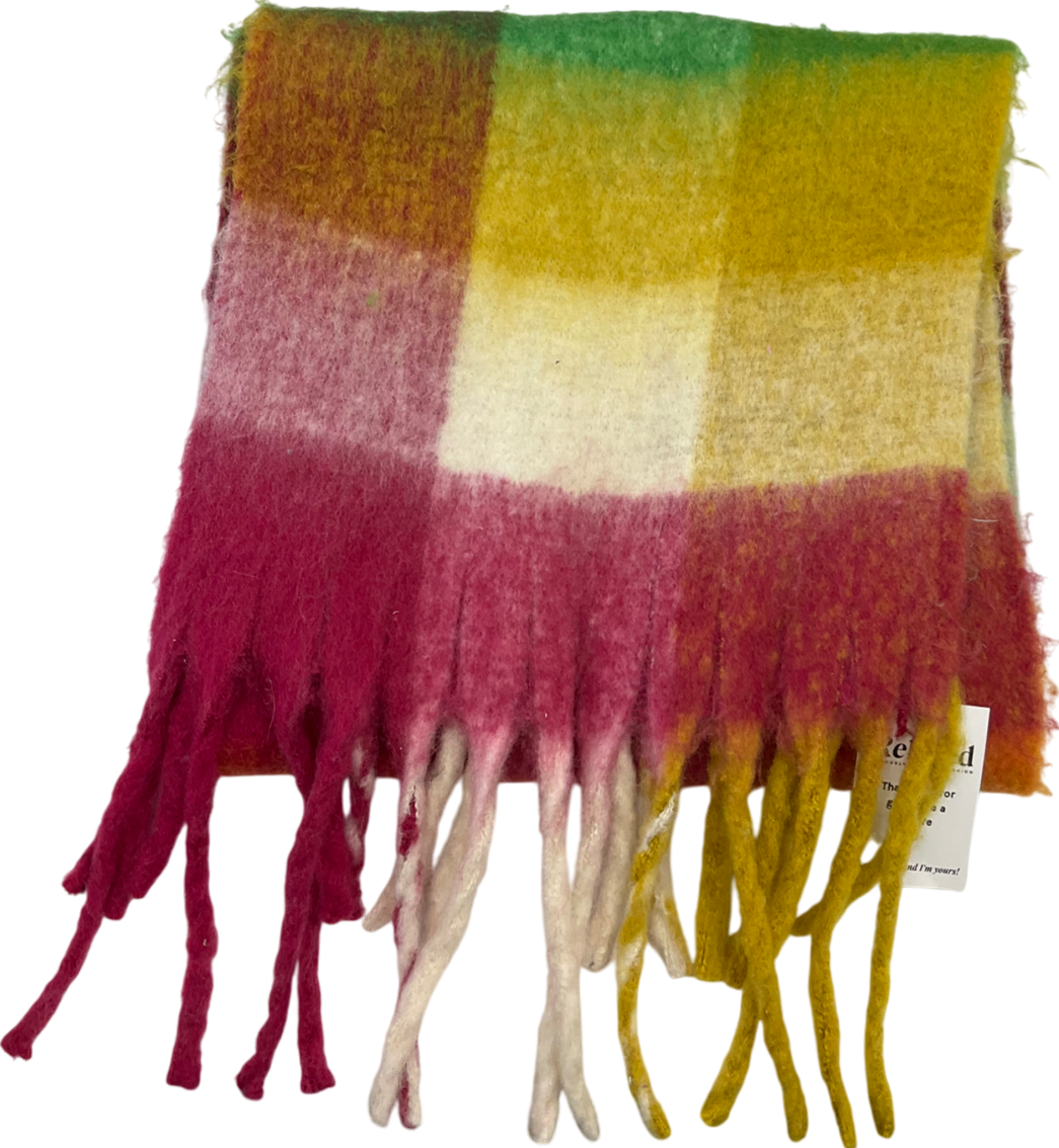 Multicoloured Bright Multi Check Heavyweight Blanket Scarf One Size
