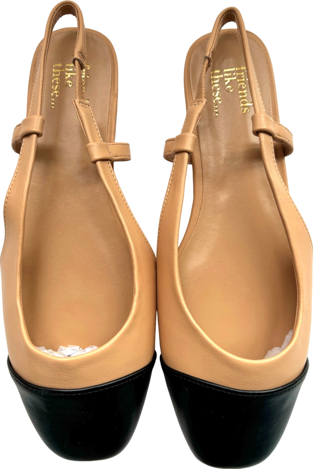 Friends Like These Nude/Black Toecap Slinger Flat Shoes UK 6