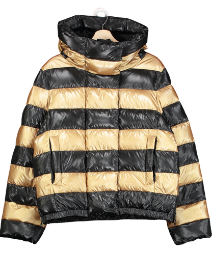 Goldbergh Black And Gold Dazzle Striped Down Filled Ski Jacket UK 14