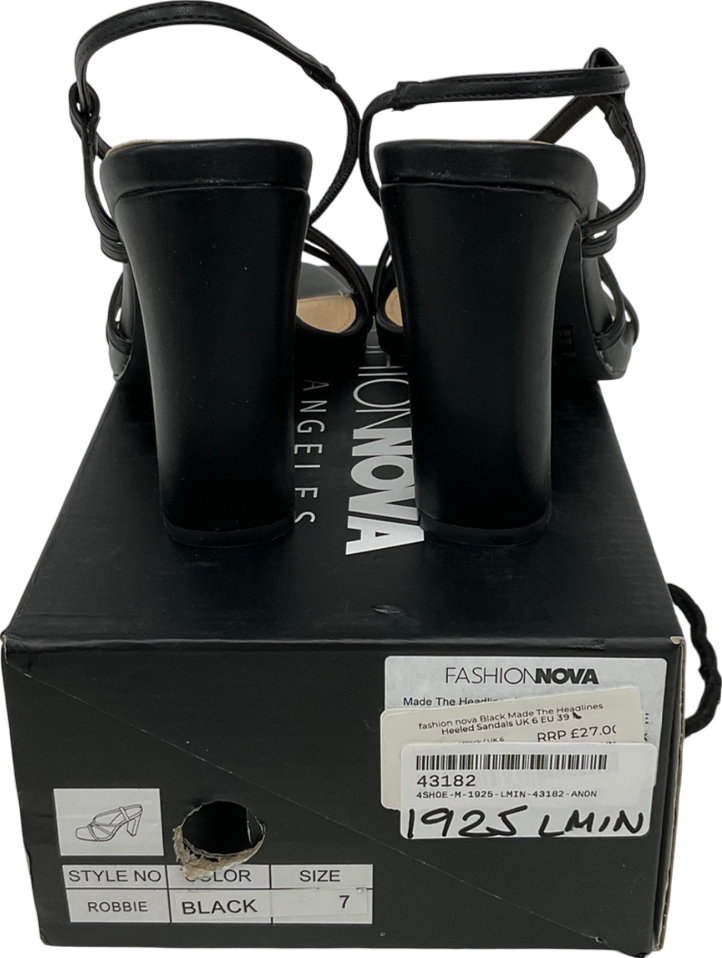 Fashion Nova Black Made The Headines Heeled Sandals UK 7 EU 40 👠