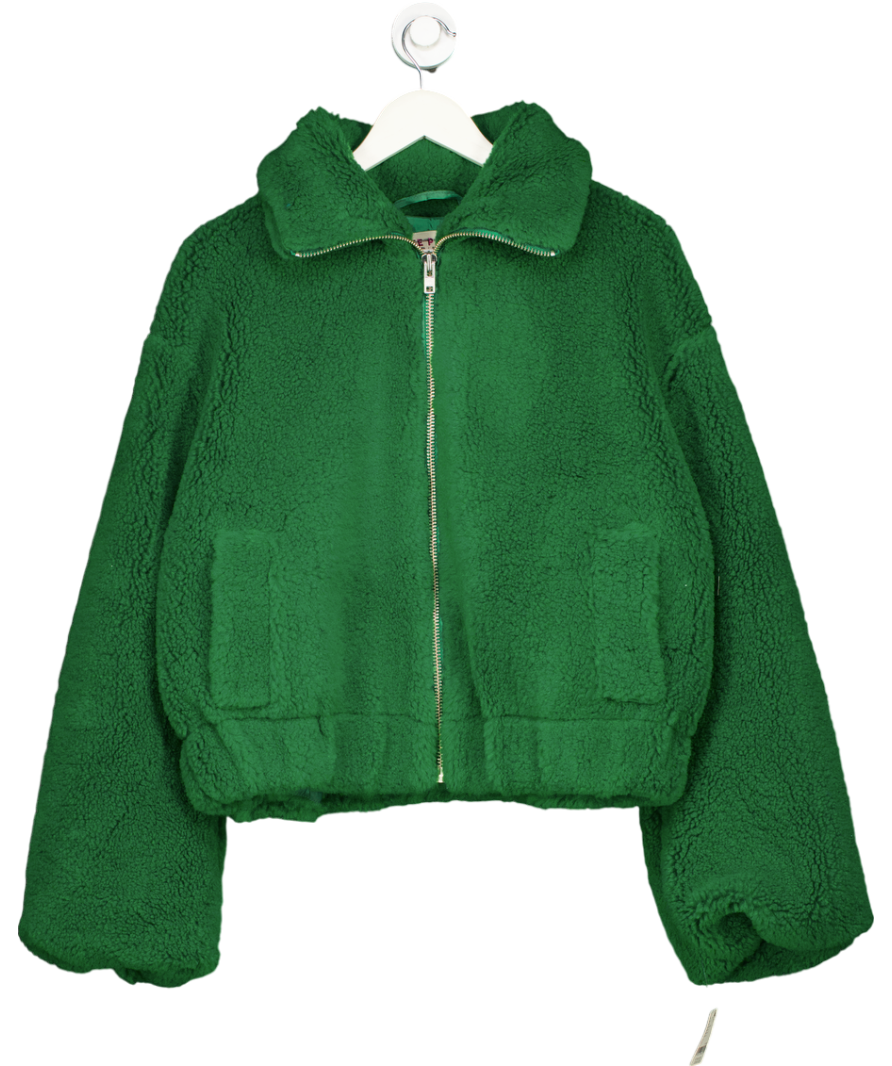 Free People Green Get Cozy Teddy Jacket UK S