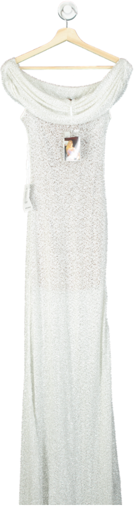 Self-Portrait White Beaded Maxi Dress UK 10