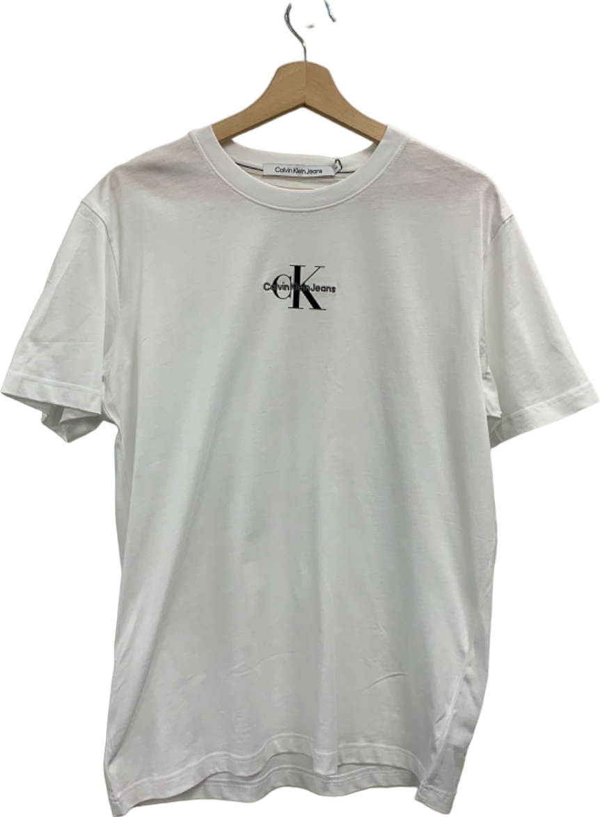 Calvin Klein Bright White Graphic Logo T-shirt UK M