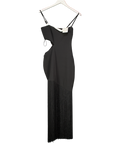 PRETTY LAVISH Black Arcelia Asymmetric Fringed Midaxi Dress UK 6