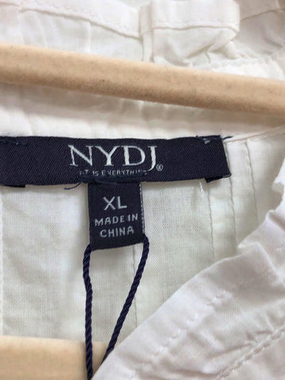 NYDJ White cotton classic pleated detail tunic Blouse UK XL