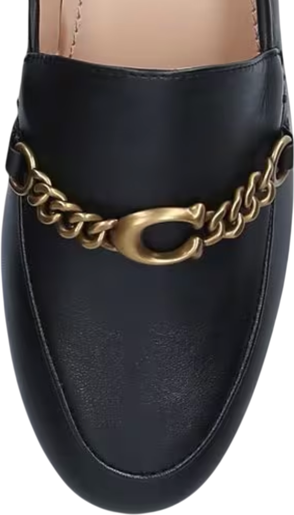 Coach Black Leather Loafers With Gold "c"logo Snaffle Us7.5 UK 5.5 EU 38.5 👠