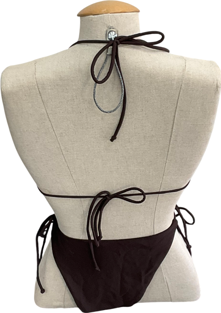 4th & Reckless Loz Vassallo Antibes Rose Corsage Bikini In Dark Brown Bottoms UK 8 / Top UK 10
