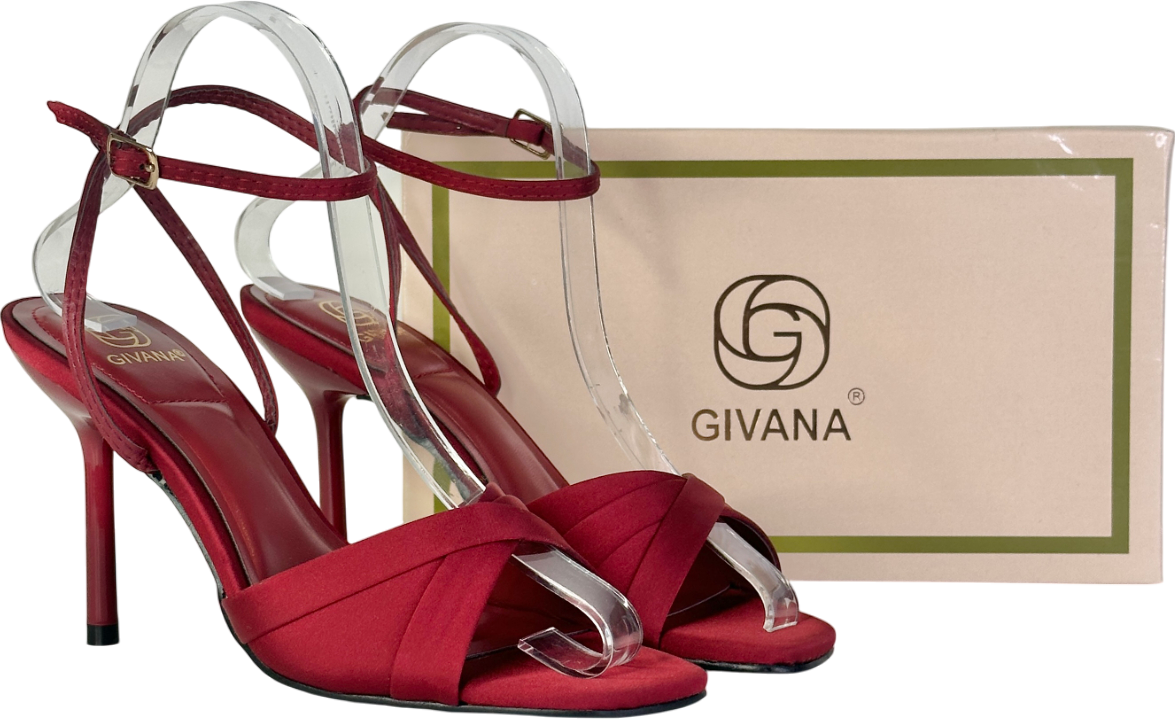 Givana Red 'bestie' Ankle Strap Open Toe Heels UK 4 EU 37 👠