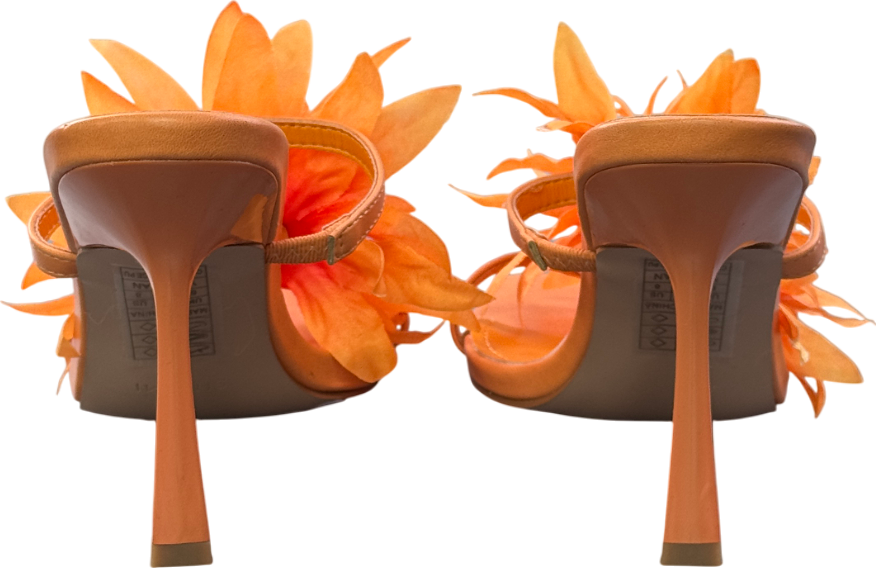 SIMMI London Vaughan Heeled Mule Sandal With Flower Detail In Orange UK 6 EU 39 👠