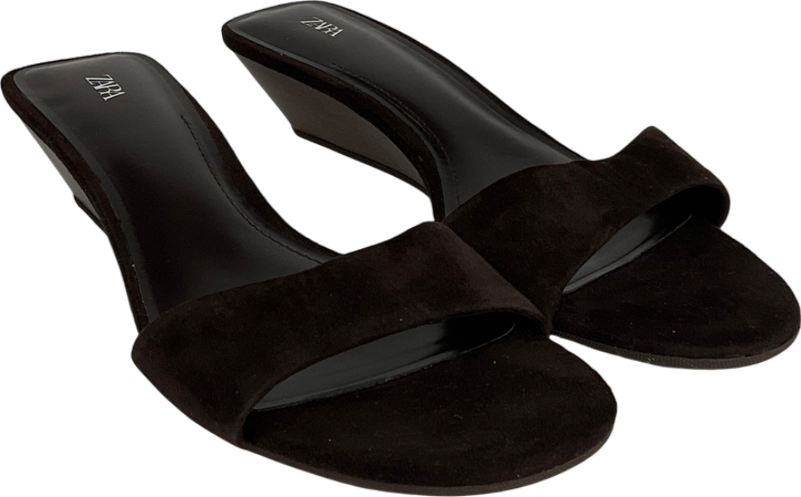 ZARA Brown Suede Wedge Sandals UK 5 EU 38 👠