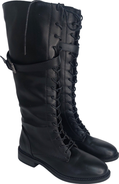 Nasty Gal Black Knee High Boots With Buckle Detail UK 4 EU 37 👠