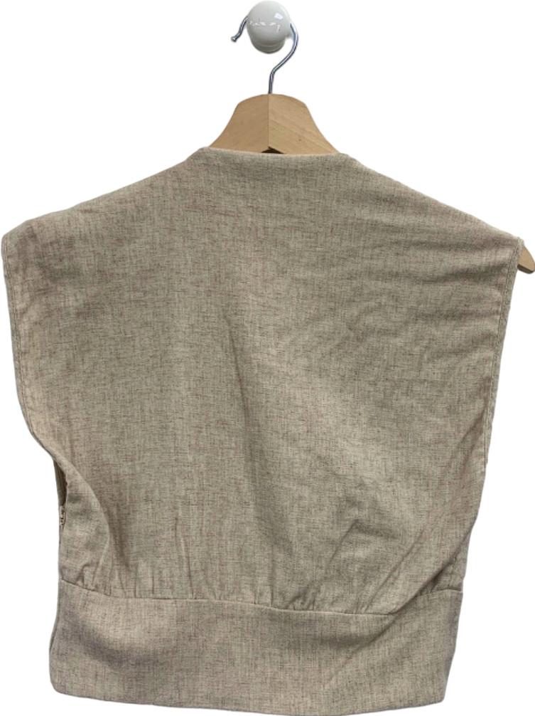 Zara Beige Knotted Sleeveless Top UK S