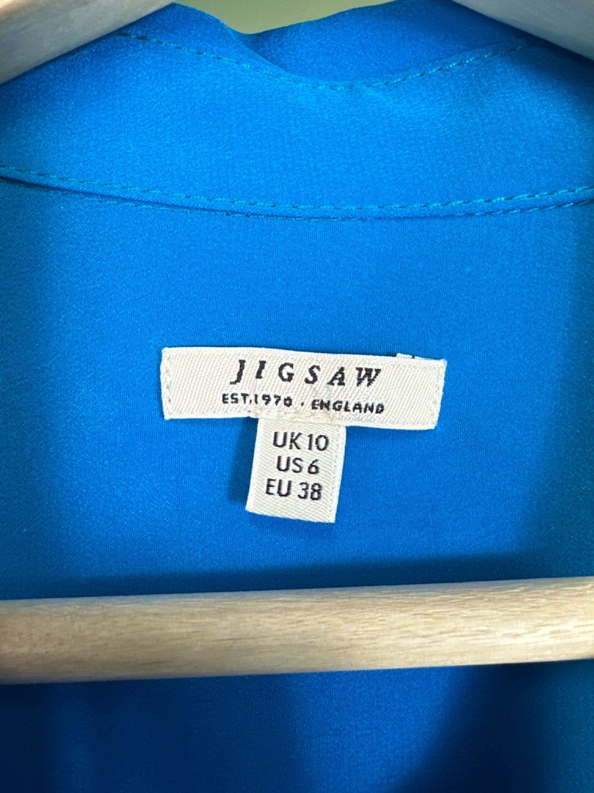 Jigsaw Blue Silk Long Sleeve Blouse UK 10