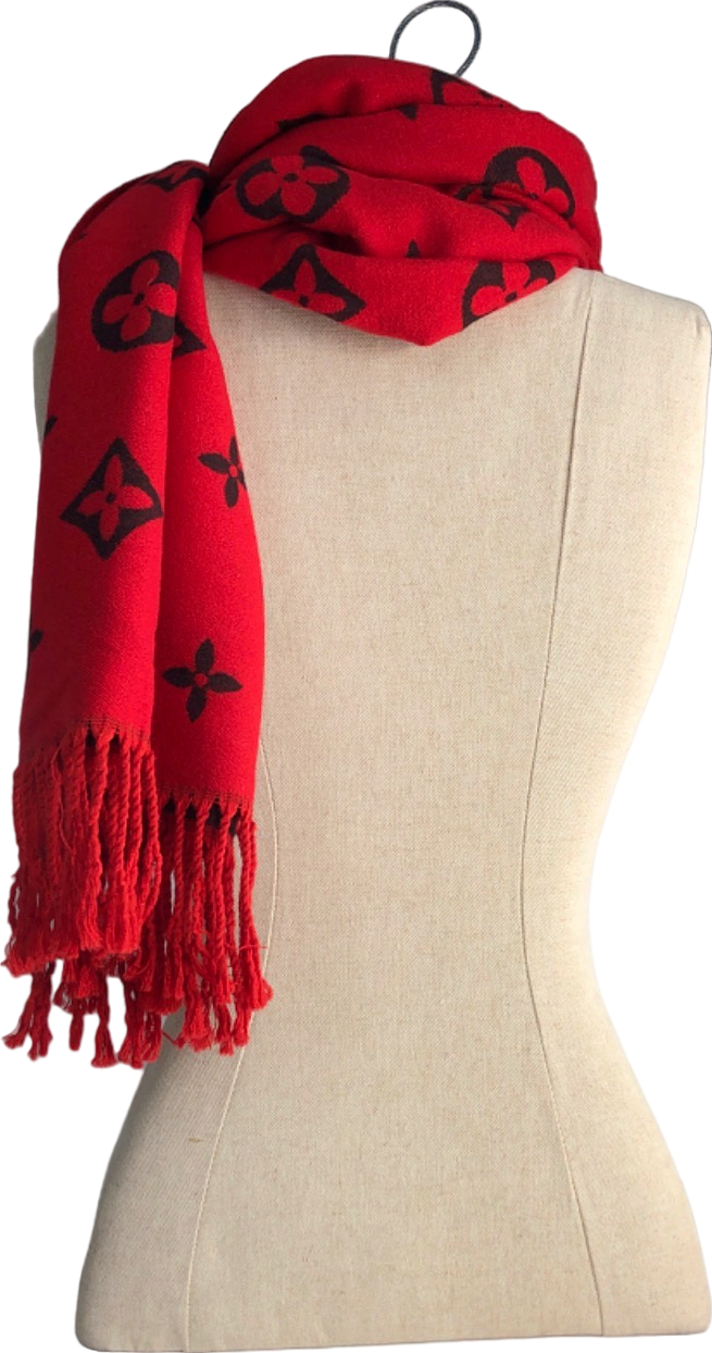 Louis Vuitton Red Monogram Scarf One Size