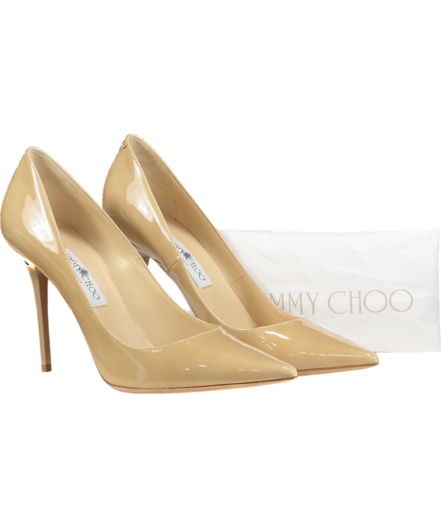 Jimmy Choo Beige Patent Leather Pointed Pumps UK 7.5 EU 40.5 👠