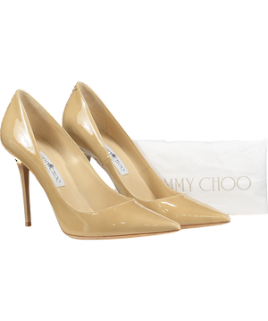 Jimmy Choo Beige Patent Leather Pointed Pumps UK 7.5 EU 40.5