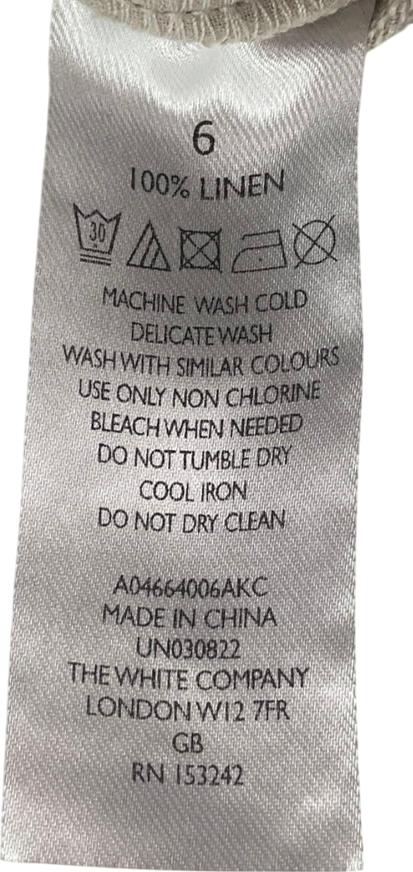 The White Company Beige Classic Tailored Linen Trousers UK 6