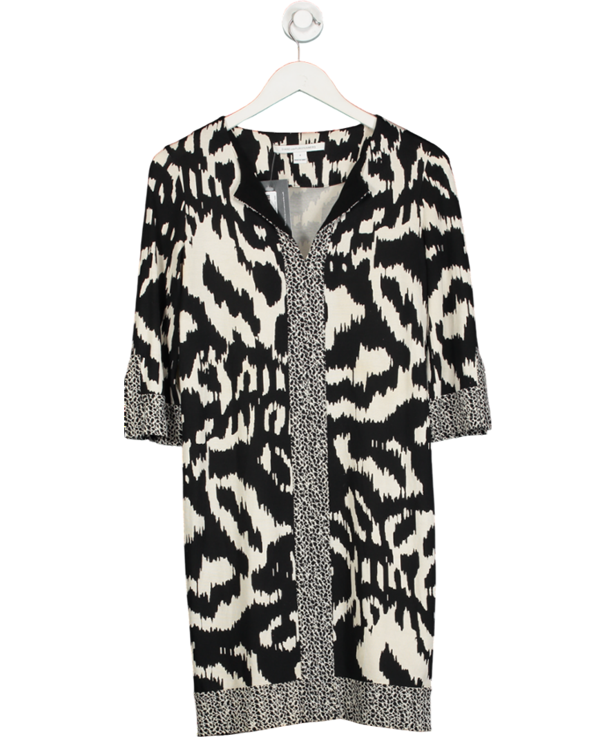 Diane von Furstenberg Black Rose Silk Jersey Tunic Dress UK 8