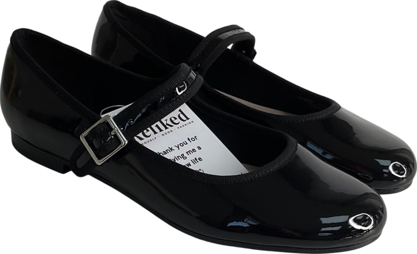 Charles & Keith Black Carmel Patent Buckled Mary Jane Flats UK 4 EU 37 👠