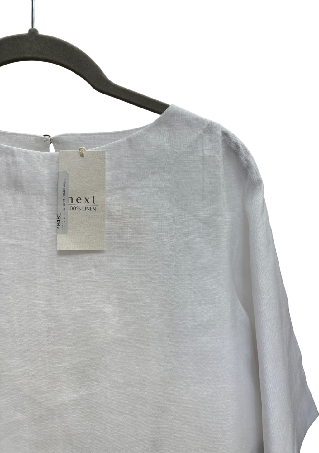 Next White Linen Boxy Short Sleeve Blouse UK 8