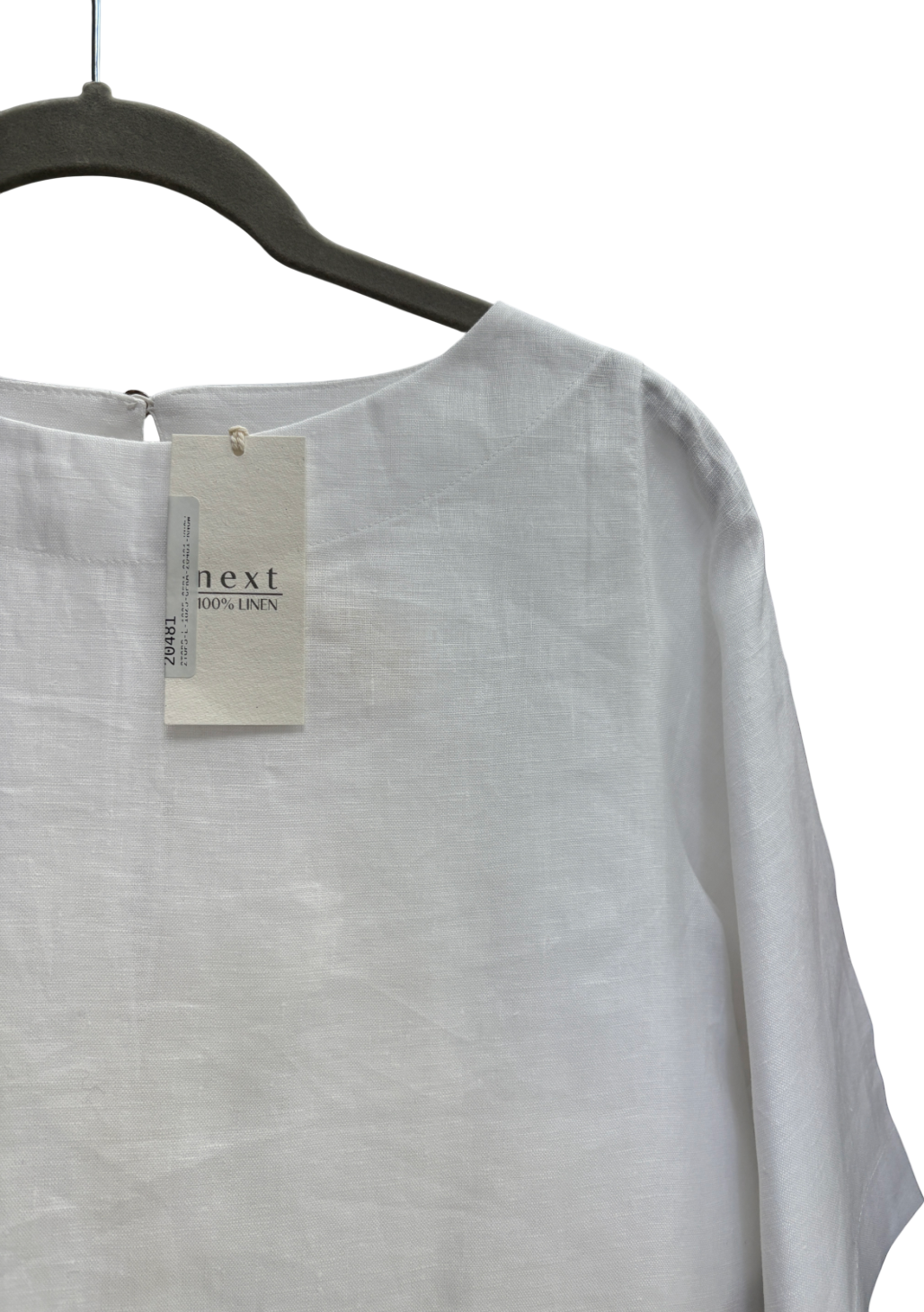 Next White Linen Boxy Short Sleeve Blouse UK 8