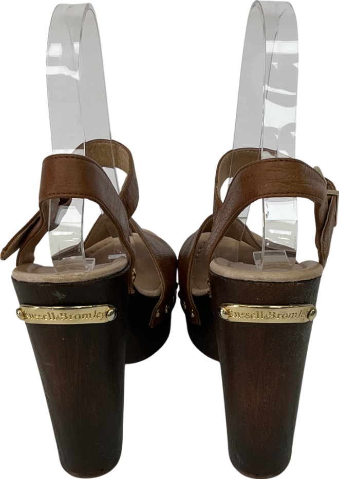 Russell & Bromley Brown Chunky Platform Leather Heeled Sandals UK 3 EU 36 👠