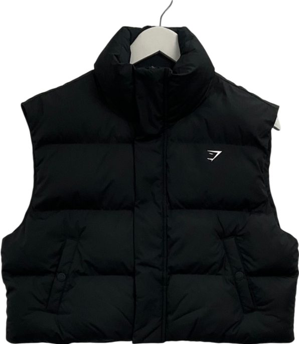 gymshark Black Cropped Midi Gilet UK S
