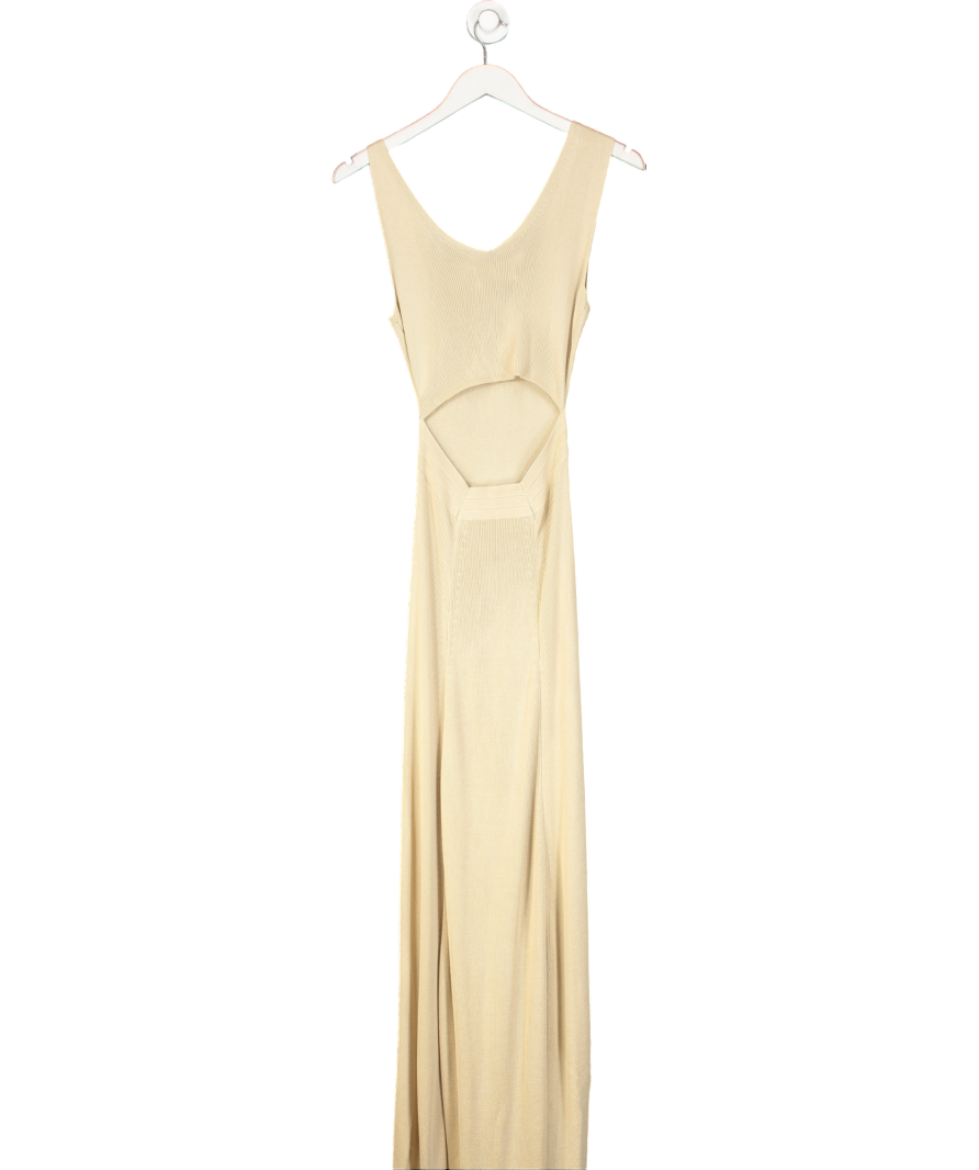 Caes Beige Cutout Panel Knitted Maxi Dress UK S